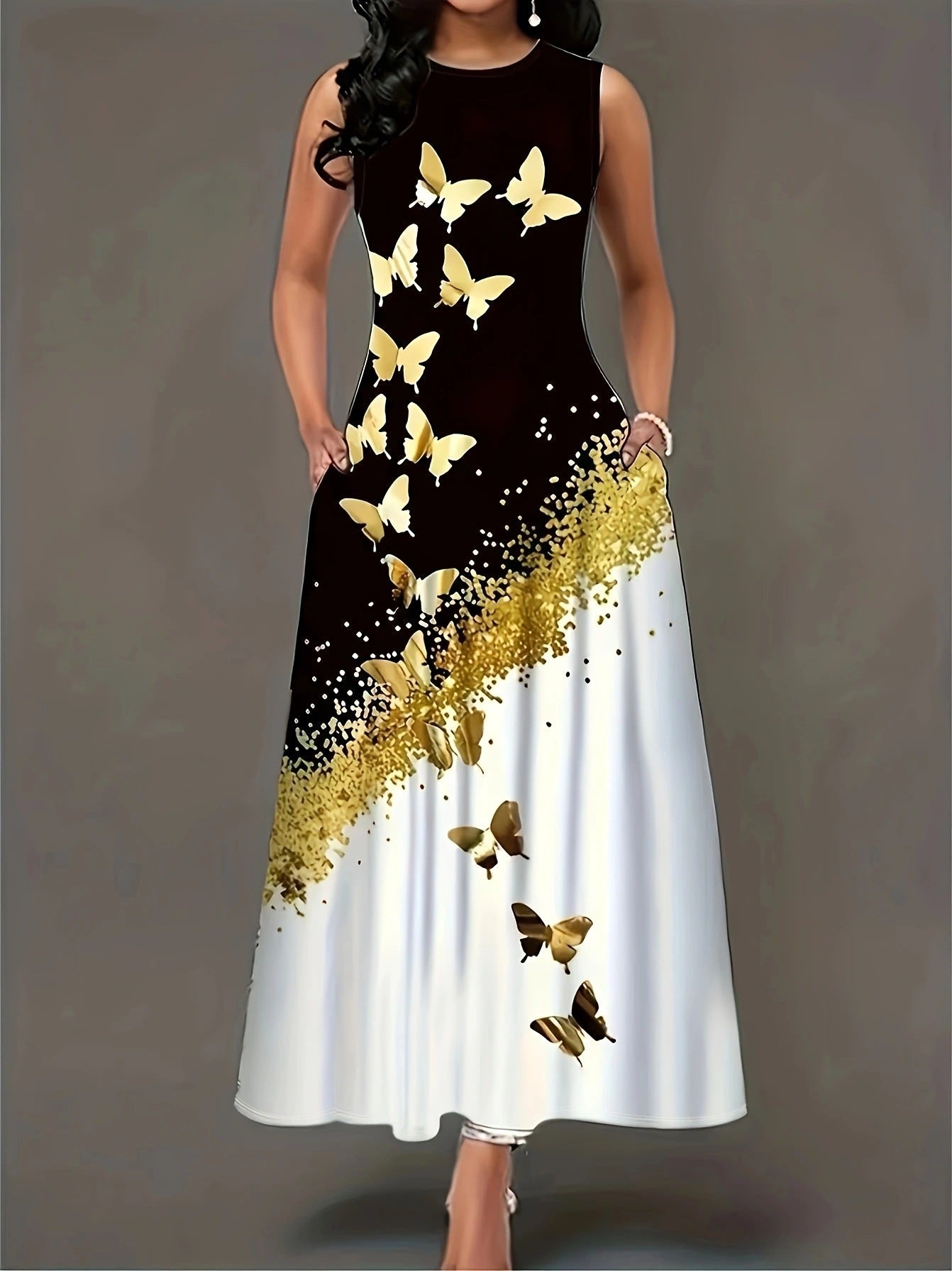 Damen Maxikleid mit floralem Motiv und praktischen Taschen Stalluxe