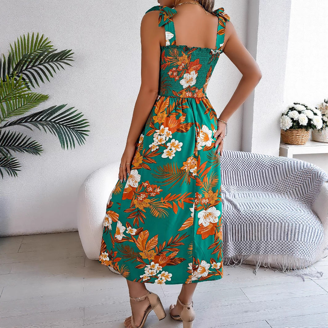 Damen Maxikleid mit schmalen Trägern und floralem Design Stalluxe