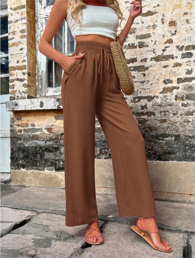 Damen Elegante Freizeit-Hosen mit elastischem Bund und seitlichen Taschen Stalluxe