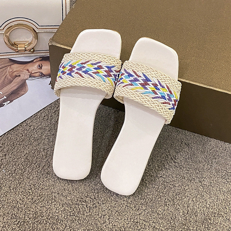Damen modische Riemensandalen mit bunten Zierstreifen Stalluxe