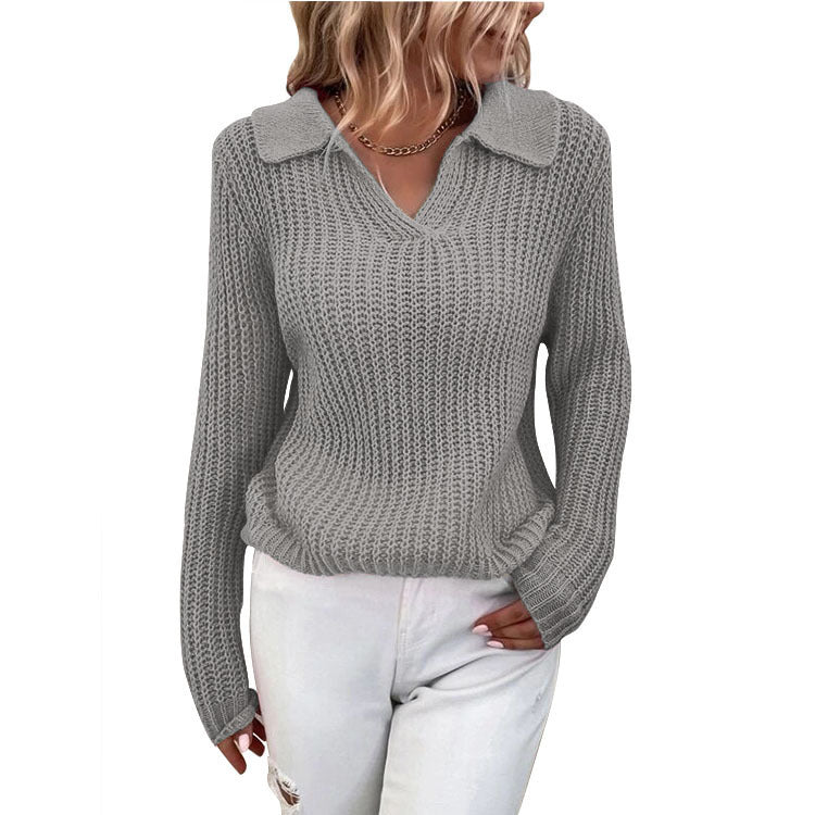 Damen Strickpullover mit schickem Kragen und lässigem Schnitt Stalluxe