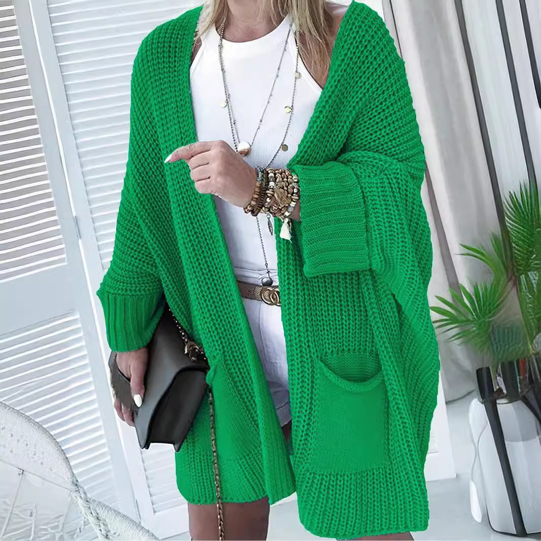 Damen Lässiger Strickcardigan mit praktischen Taschen und voluminösen Ärmeln Stalluxe