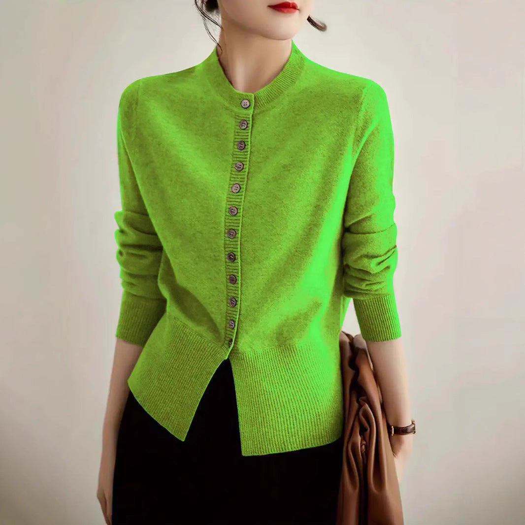 Damen Strickjacke mit feiner Knopfleiste und elegantem Stehkragen Stalluxe