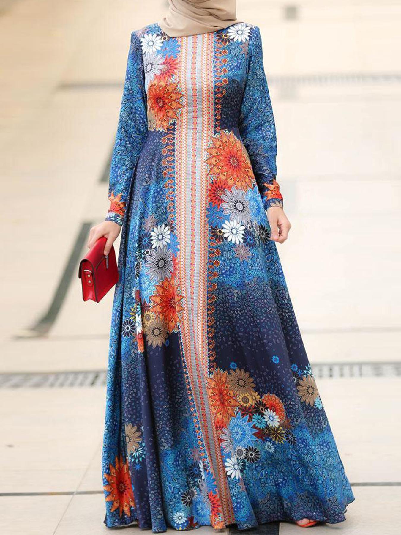 Damen Maxikleid mit floralen Akzenten und elegantem, fließendem Schnitt Stalluxe