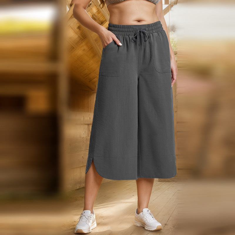 Women's Drawstring Culotte Pants Stalluxe