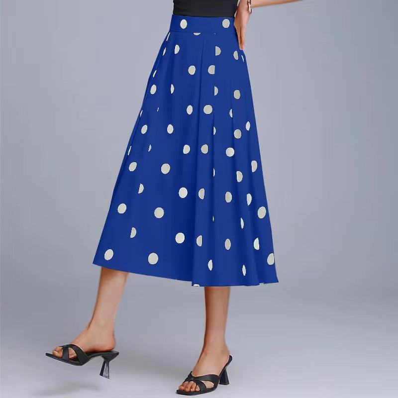 Damen Eleganter Midi-Rock mit Polka-Dots und Plisseefalten Stalluxe