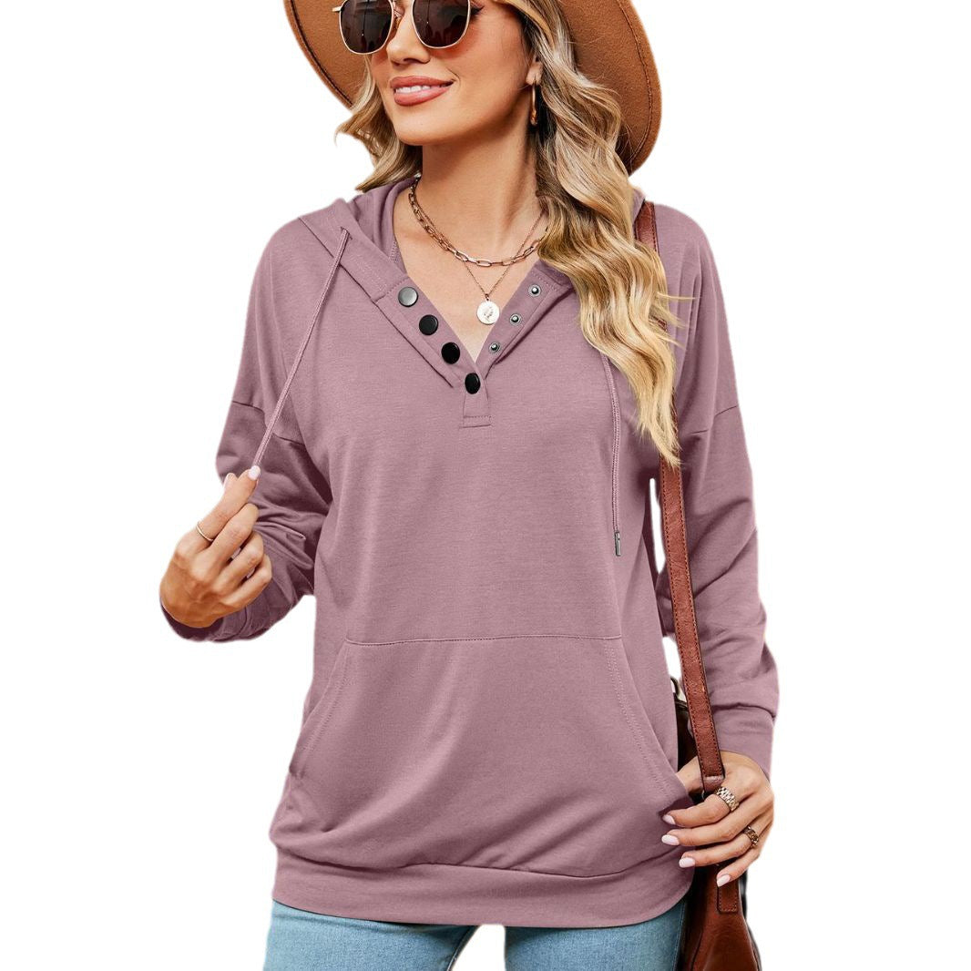 Damen Kapuzenpullover mit modischen Knopfdetails Stalluxe