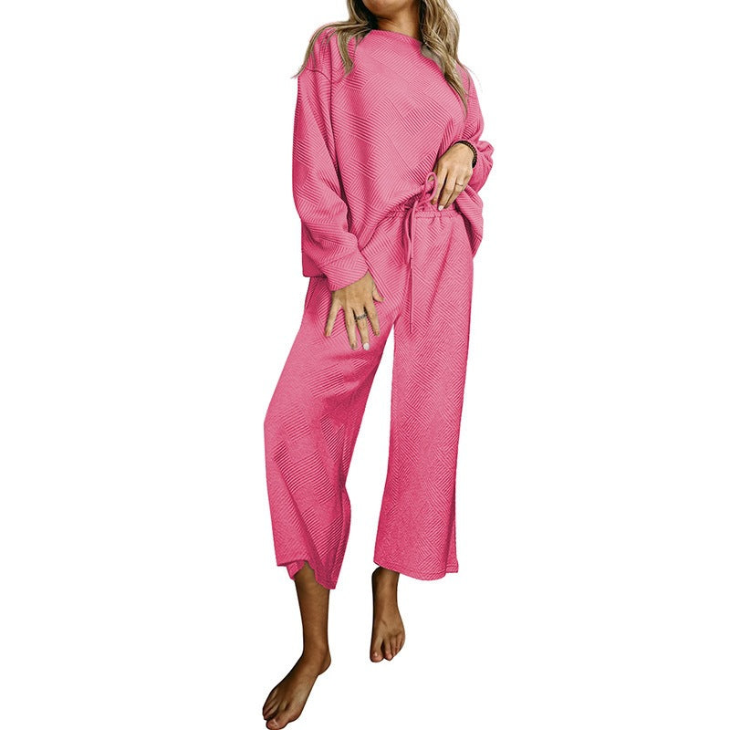 Damen Lässiges Lounge-Set mit weitem Schnitt und bindbarem Taillengürtel Stalluxe