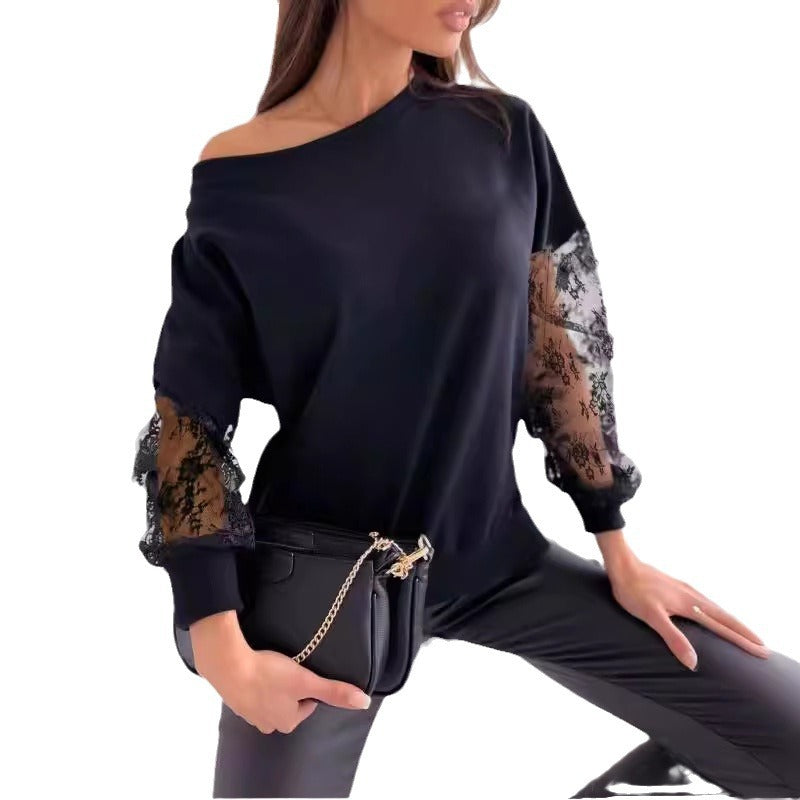 Damen Sweatshirt mit elegantem Spitzen-Detail Stalluxe