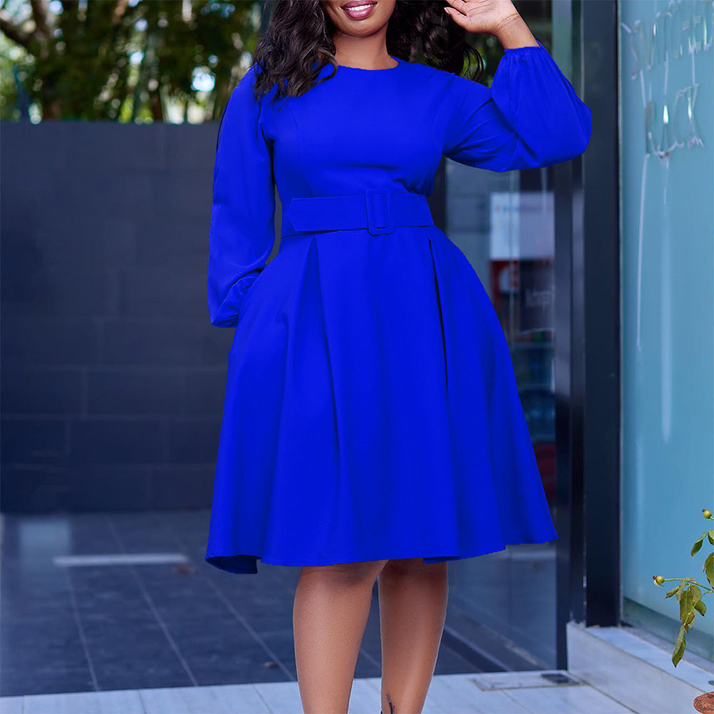 Damen Kleid mit weitem Schnitt und Taillengürtel Stalluxe