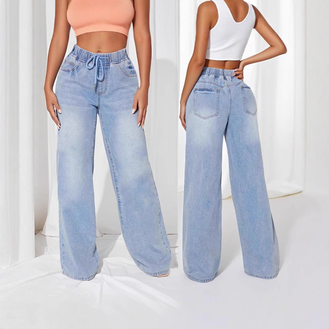Damen Loose-Fit Jeans mit elastischem Bund und Kordelzug Stalluxe