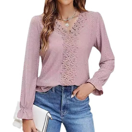 Damen elegante Bluse mit floralem Design und V-Ausschnitt Stalluxe