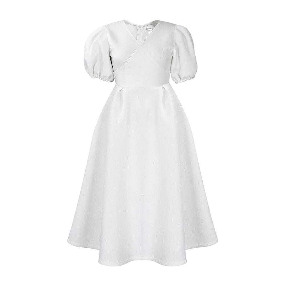 Damen Maxikleid mit voluminösen Puffärmeln und eleganter A-Linien-Silhouette Stalluxe