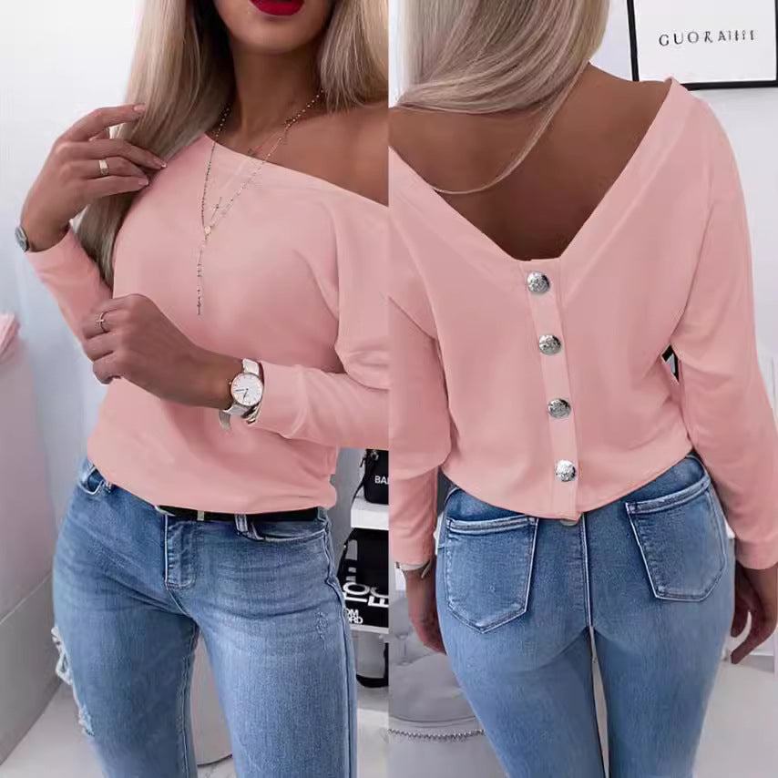 Damen Off-Shoulder Pullover mit lässigem Schnitt und eleganten Details Stalluxe