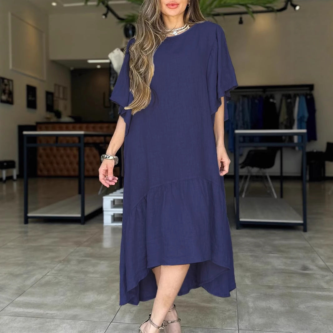 Damen luftiges Maxikleid mit asymmetrischem Saum und Volants Stalluxe