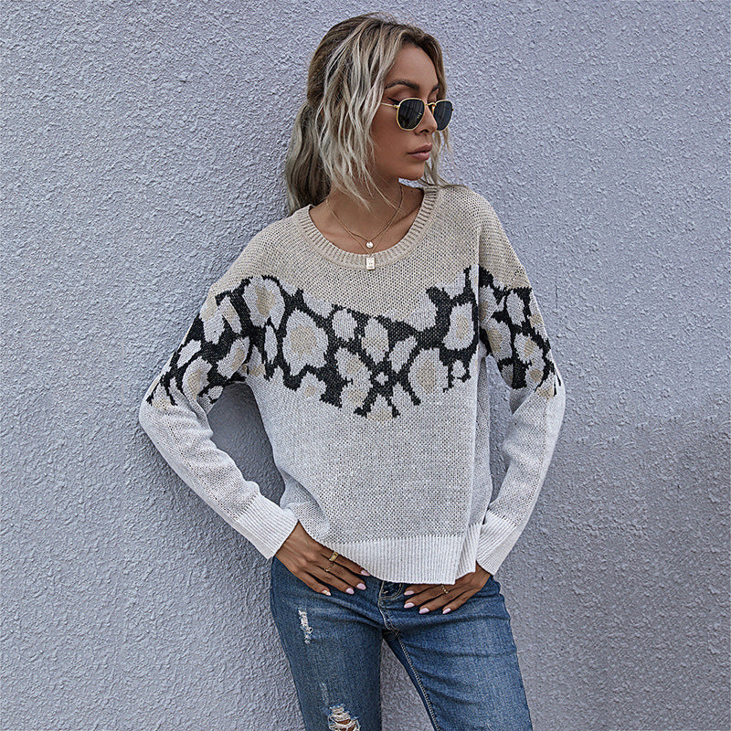 Damen Strickpullover mit modernem grafischen Muster und lässigem Schnitt Stalluxe