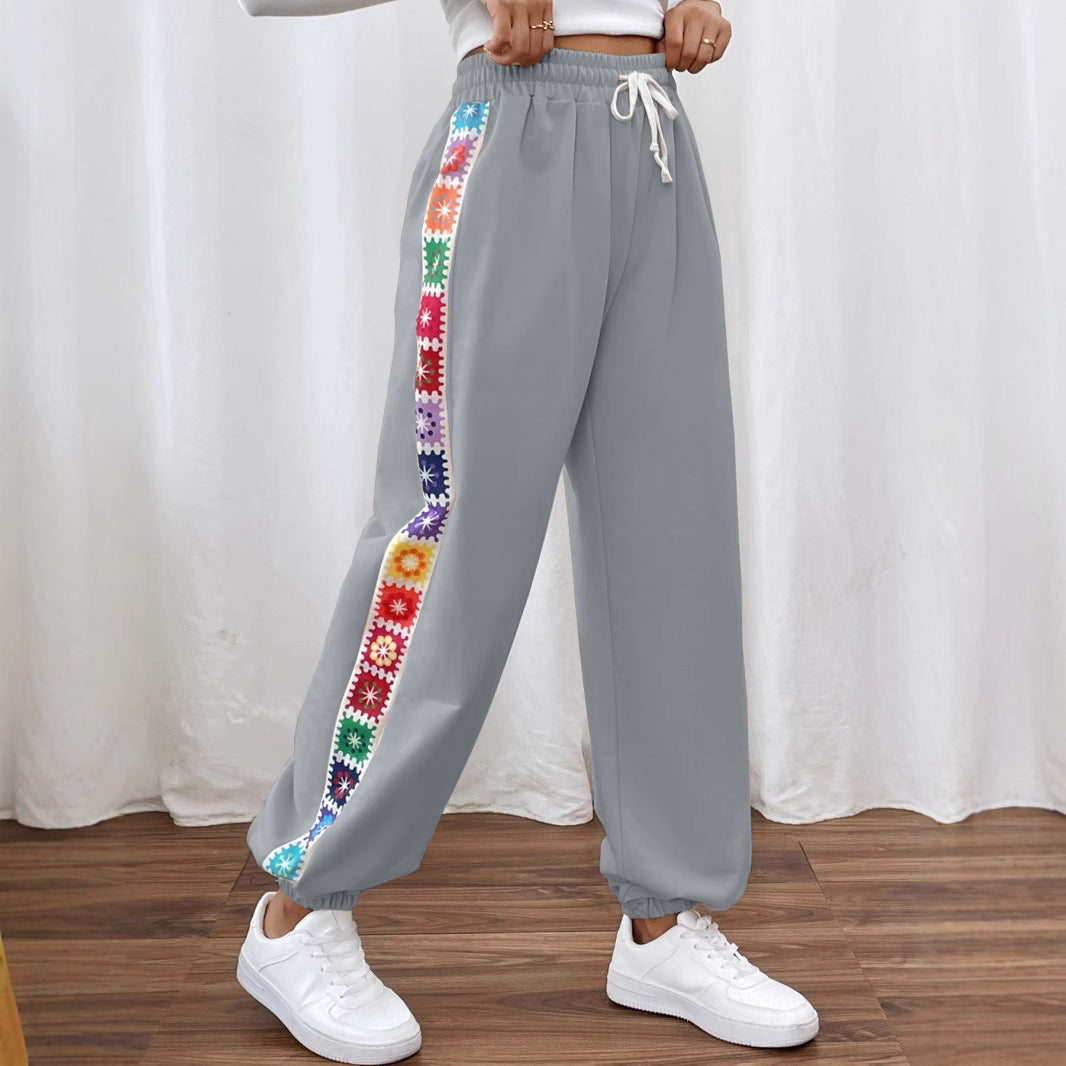 Damen Freizeithose mit buntem Blümchenmuster und elastischem Bund Stalluxe