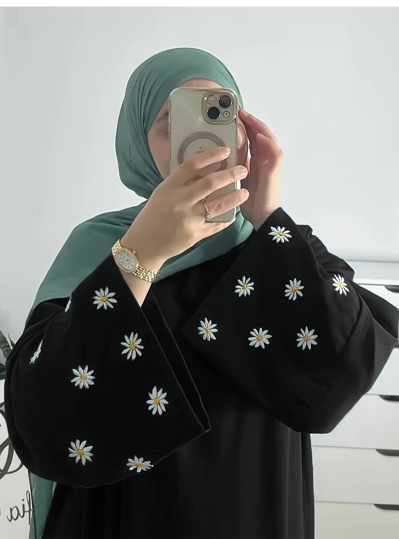 Damen elegantes Tunikakleid mit floralem Stickmuster Stalluxe