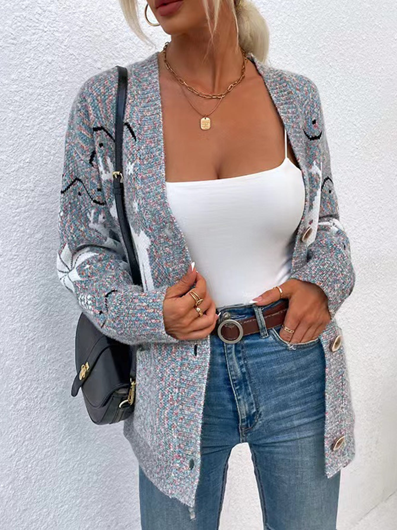 Damen Strickjacke mit detailliertem Muster Stalluxe