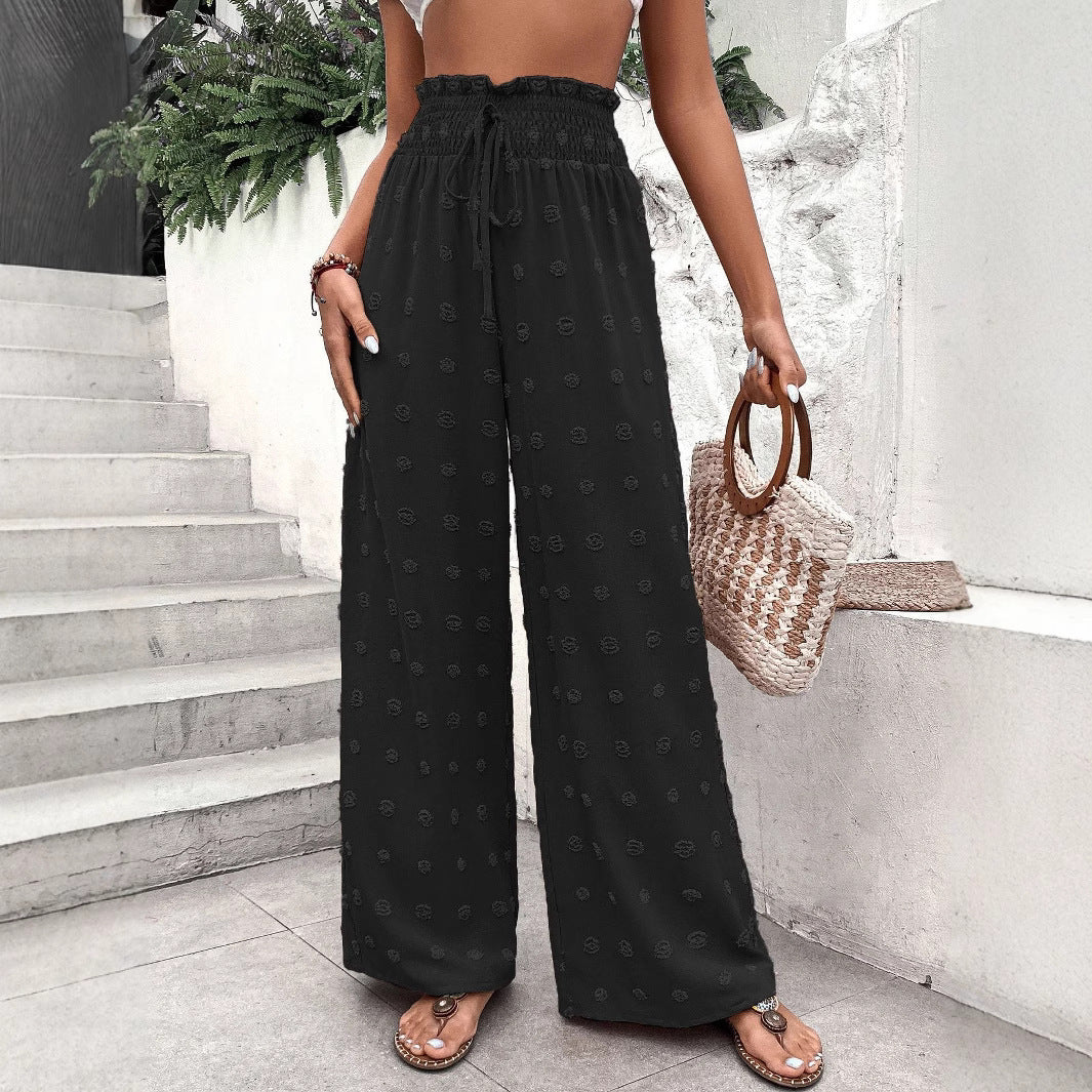 Damen Elegante Weite Sommerhose mit elastischem Bund und süßem Muster Stalluxe