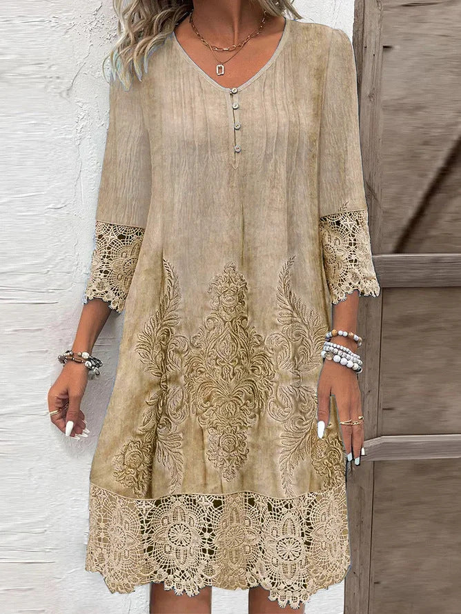 Damen luftiges Sommerkleid mit französischer Spitze Stalluxe
