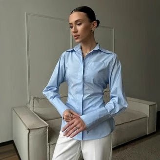 Damen Langarmbluse mit eleganter Knopfleiste und taillierter Passform Stalluxe