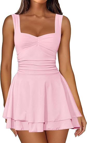 Damen Skaterkleid mit gerafftem Oberteil und ausgestelltem Rock Stalluxe