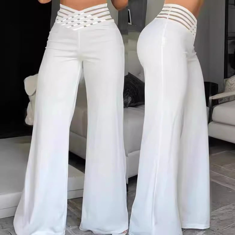 Damen weite Culotte-Hose mit modernem Cut-Out und elastischem Bund Stalluxe