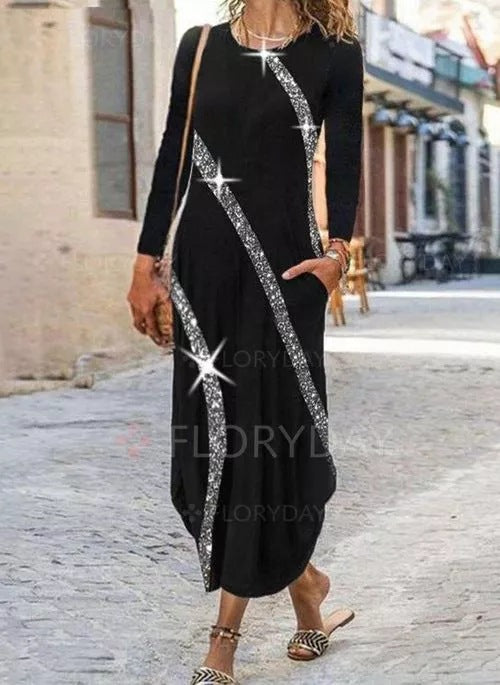 Damen Maxikleid mit floralem Design und praktischen Taschen Stalluxe