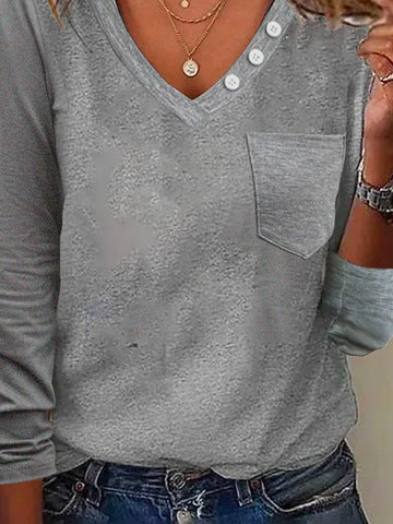 Damen Langarmshirt mit Knopfdetails und Brusttasche Stalluxe