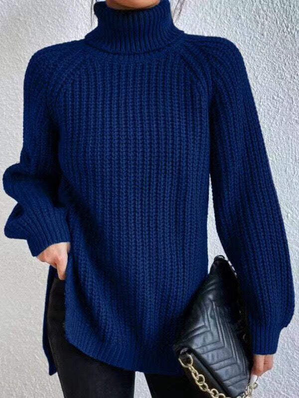Damen Grobstrickpullover mit hohem Kragen und strukturiertem Muster Stalluxe