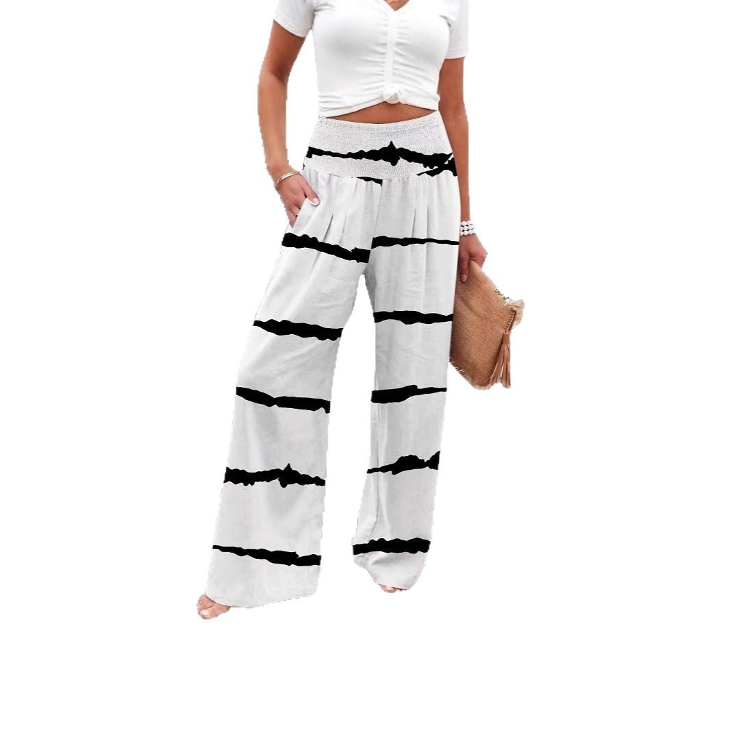 Damen Trendige Palazzo-Hose mit elastischem Bund und dekorativem Streifenmuster Stalluxe