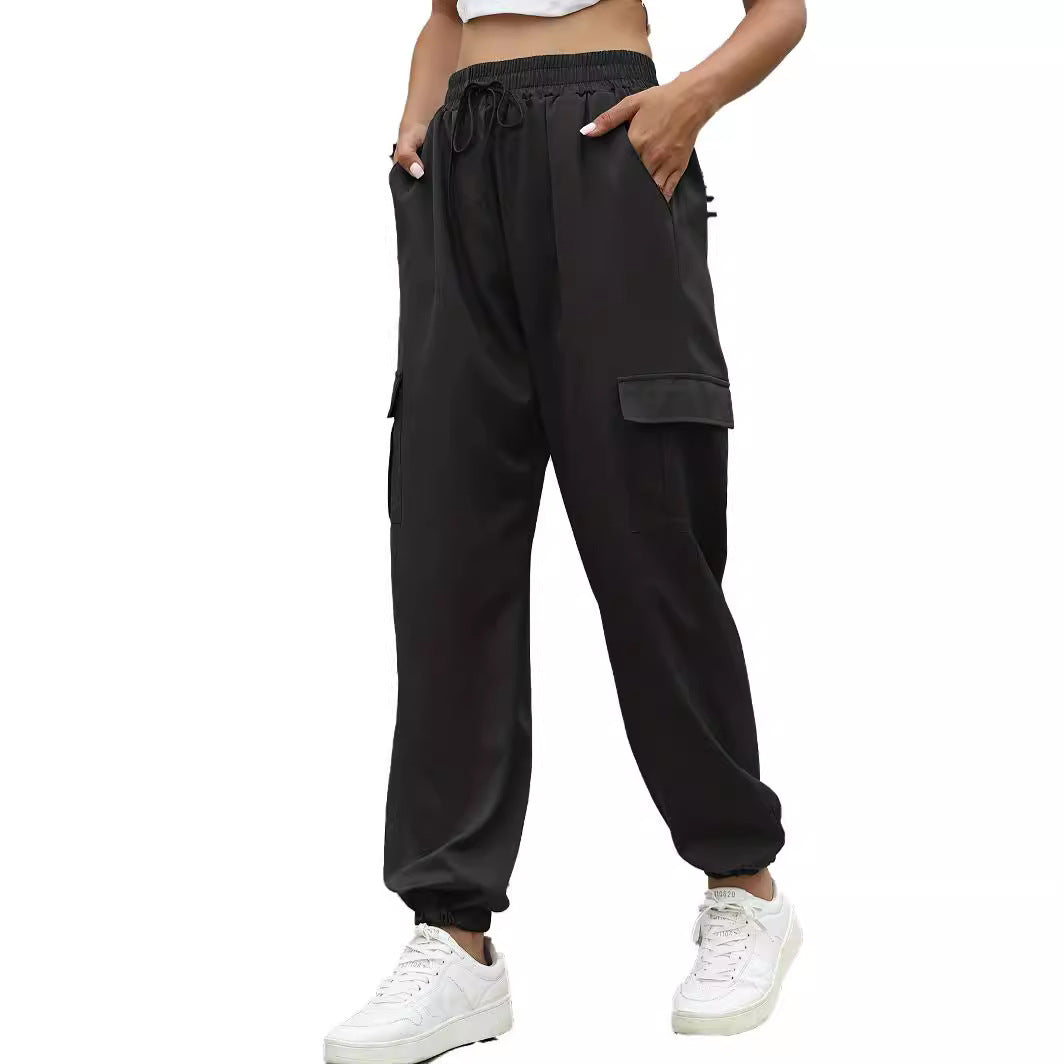 Damen Bequeme Cargo-Hose mit elastischem Bund und seitlichen Taschen Stalluxe