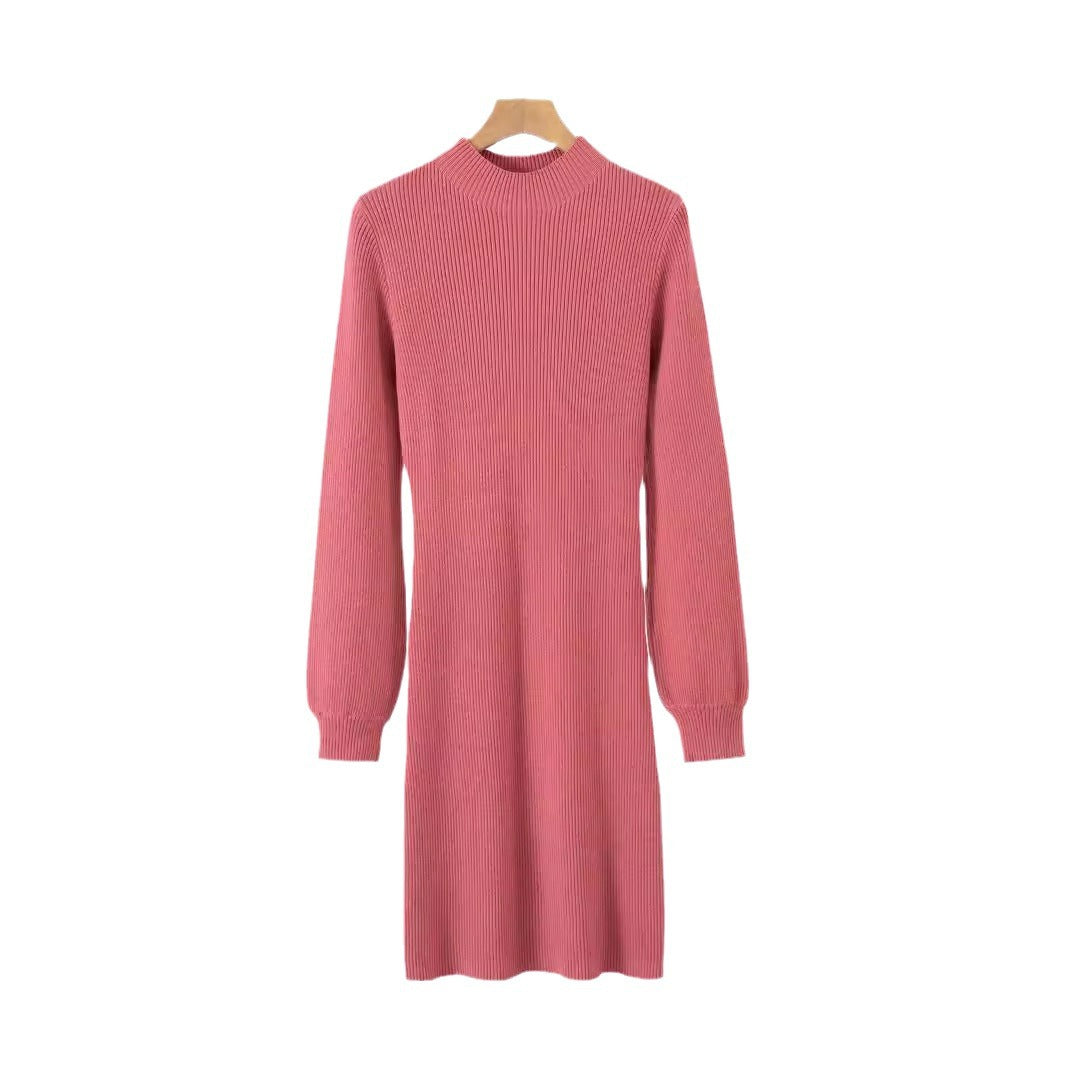 Damen elegantes Strickkleid mit hohen Ärmeln und strukturiertem Design Stalluxe