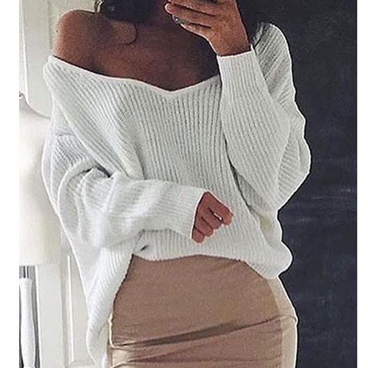 Damen Grobstrickpullover mit V-Ausschnitt und lässigem Schnitt Stalluxe