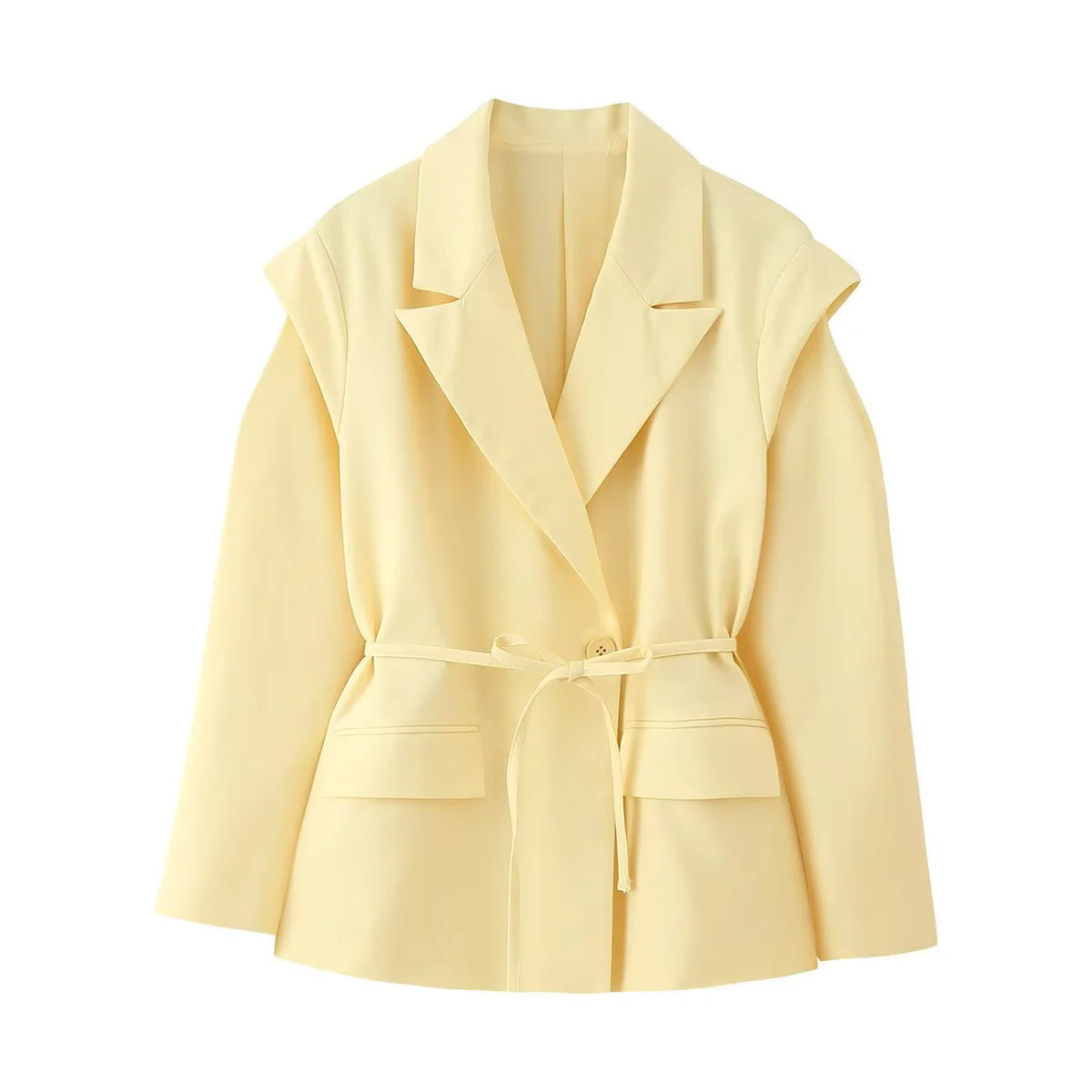 Damen Modische Blazerjacke mit Gürtel und Seidenoptik Stalluxe