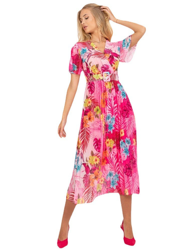 Damen Bohemian Maxikleid mit fließendem Stoff und buntem Blumenmuster Stalluxe