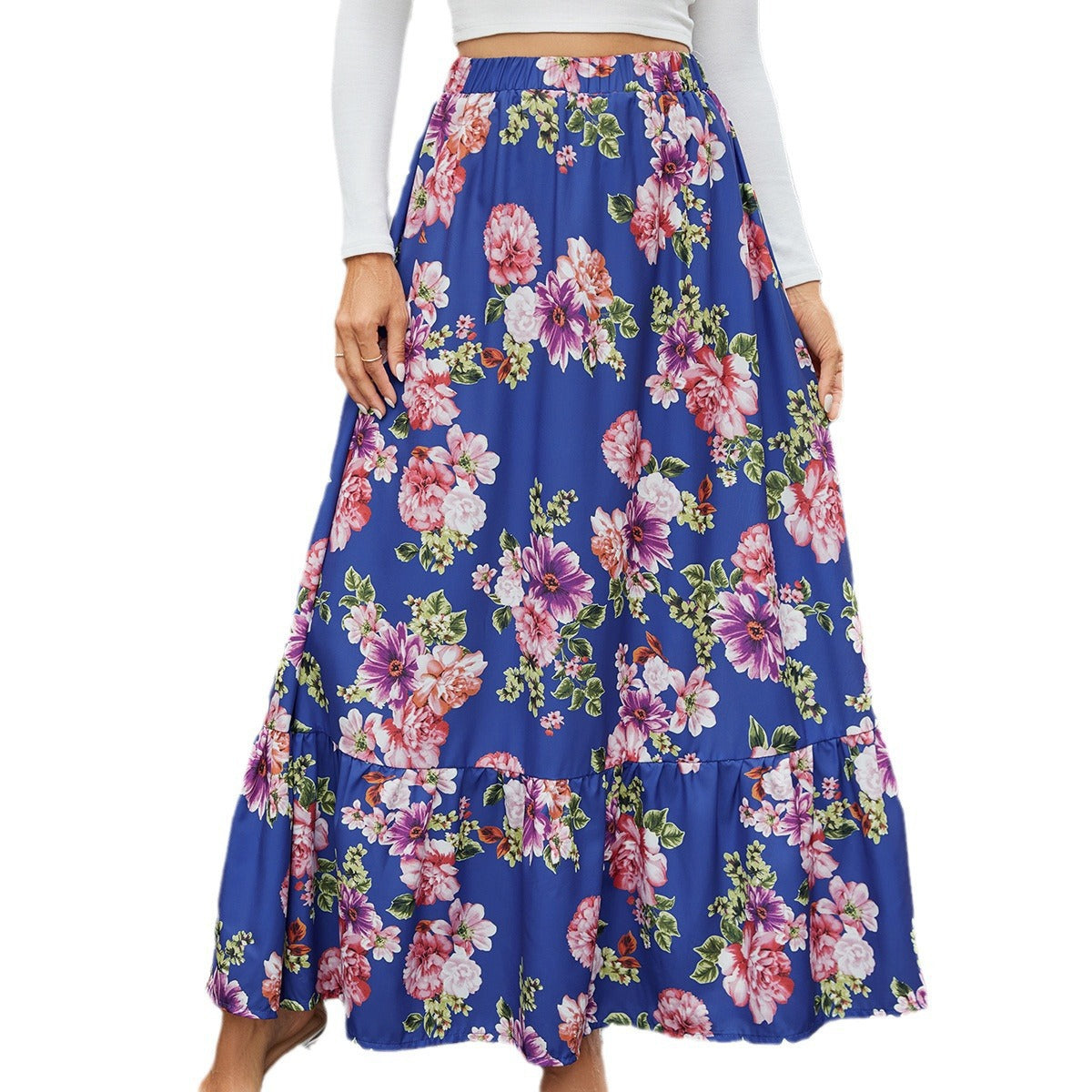 Damen Maxirock mit voluminösem Schnitt und floralen Applikationen Stalluxe