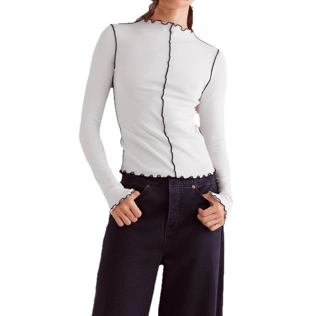 Damen Langarmshirt mit modischen Rüschendetails und feiner Rippstruktur Stalluxe