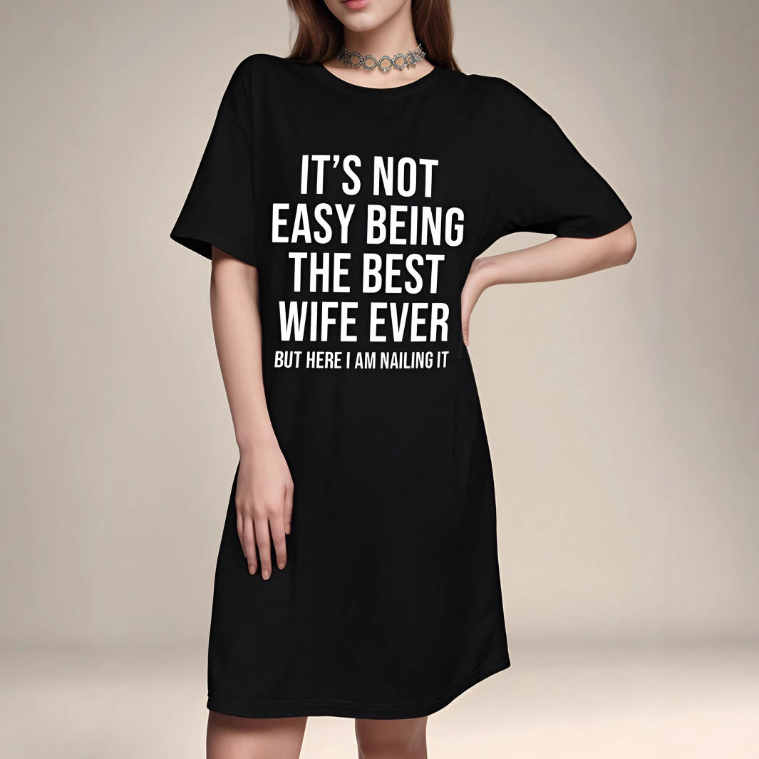 Damen T-Shirt Kleid mit motivierendem Schriftzug Stalluxe