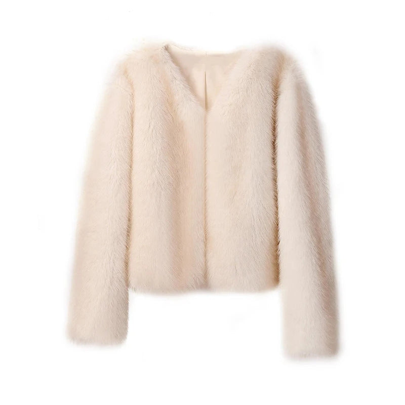 Damen Elegante und stilvolle Jacke aus Kunstfell Stalluxe