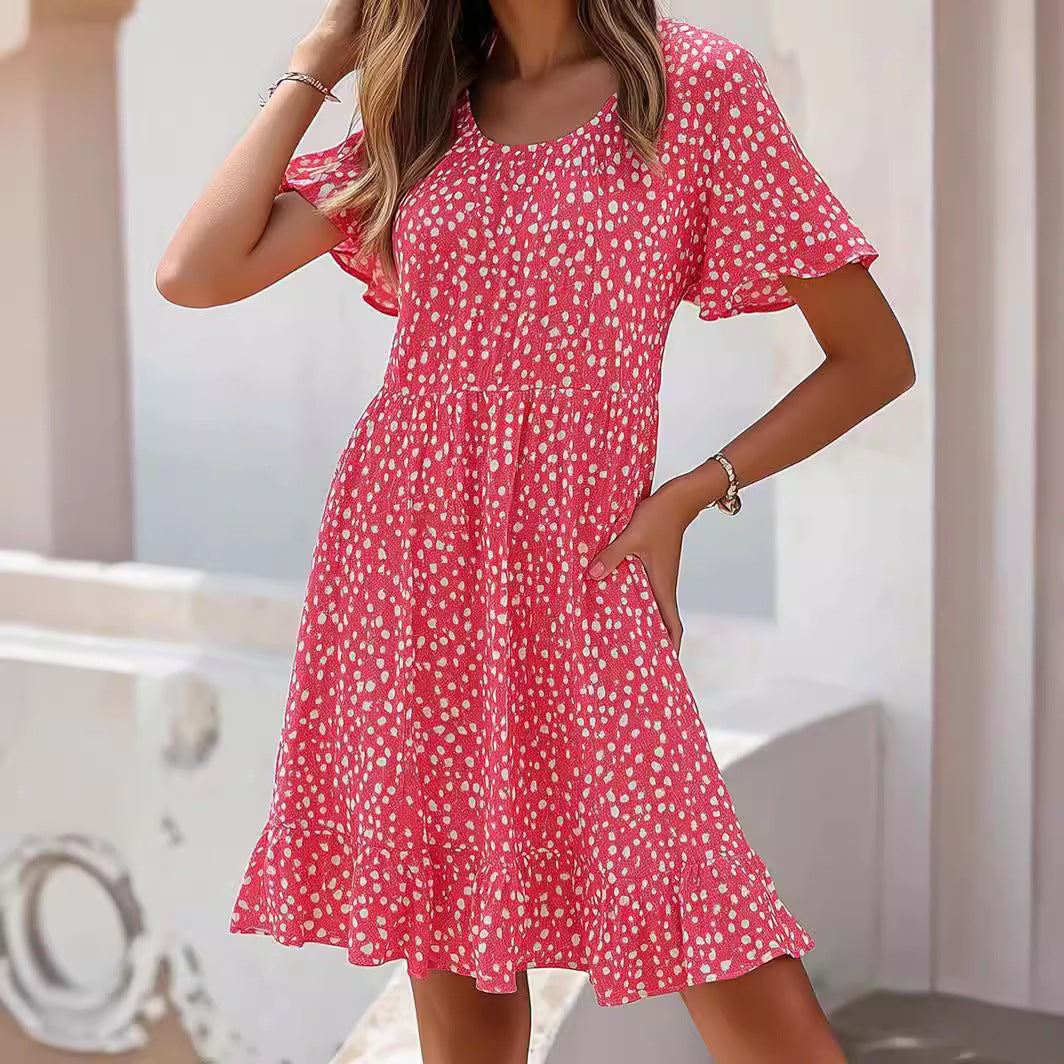 Damen lässiges Freizeitkleid mit fließendem Schnitt und Rüschensaum Stalluxe