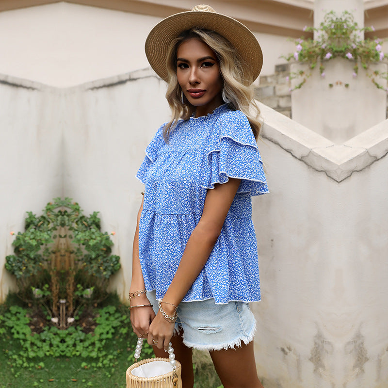 Damen Bluse mit Rüschendetails und floralem Muster Stalluxe
