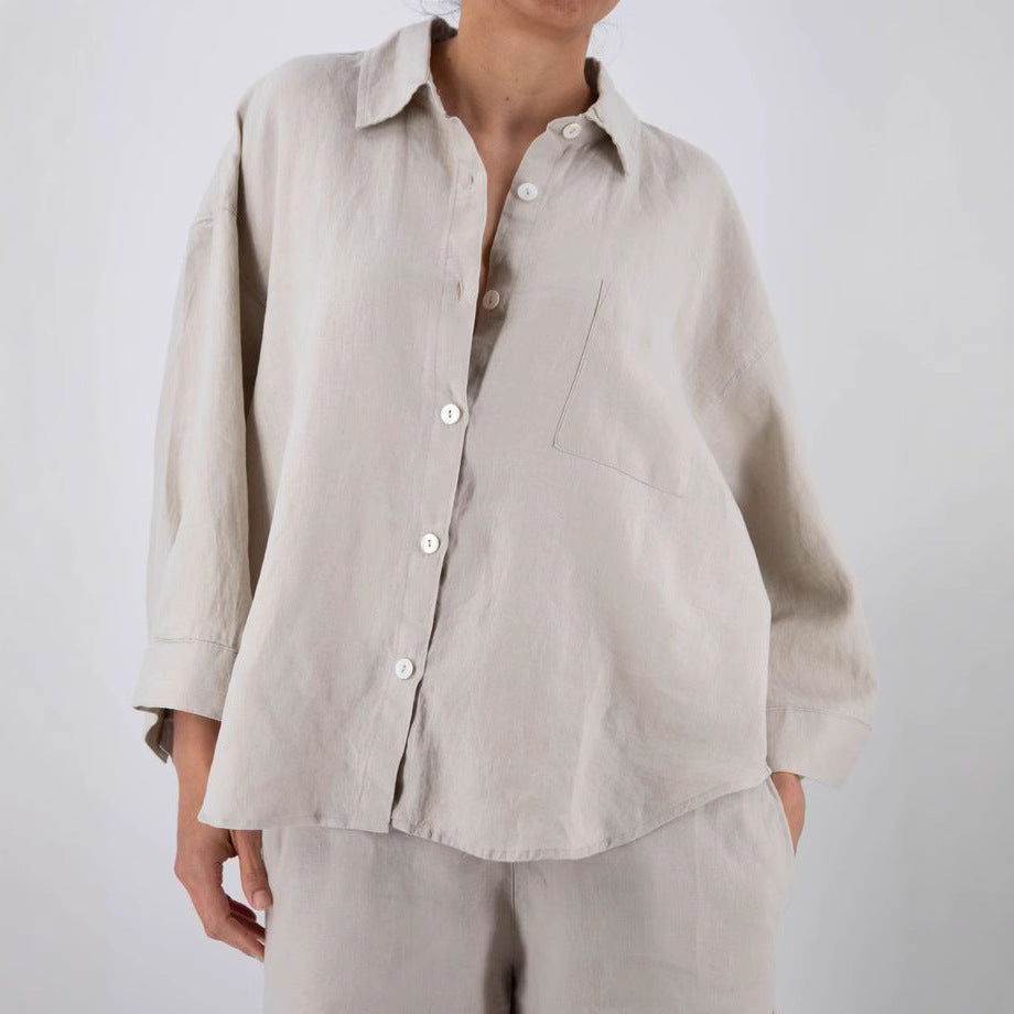 Damen lässige Leinenbluse Stalluxe