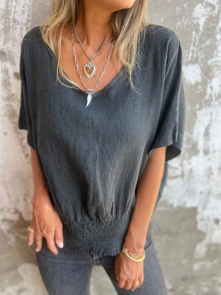Damen Lässige Bluse mit elastischem Rüschensaum Stalluxe