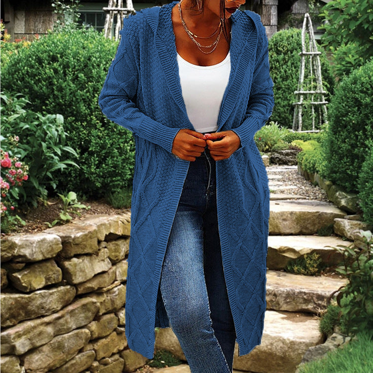 Damen Strickmantel mit gehäkeltem Zopfdesign und offenem Schnitt Stalluxe