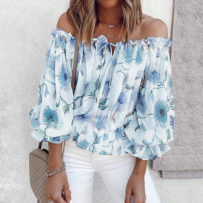 Damen Off-Shoulder Bluse mit floralen Mustern und Rüschendetails Stalluxe