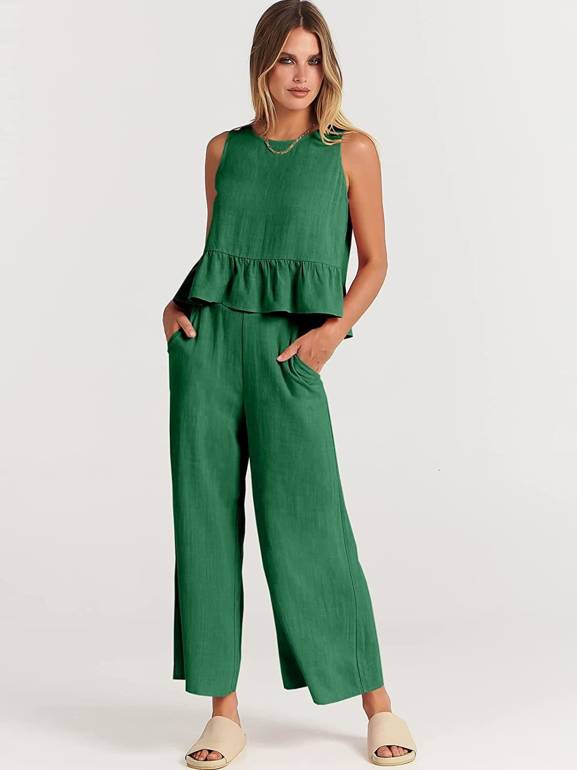 Damen Set mit lässigem Rüschendesign und weiten Hosen Stalluxe