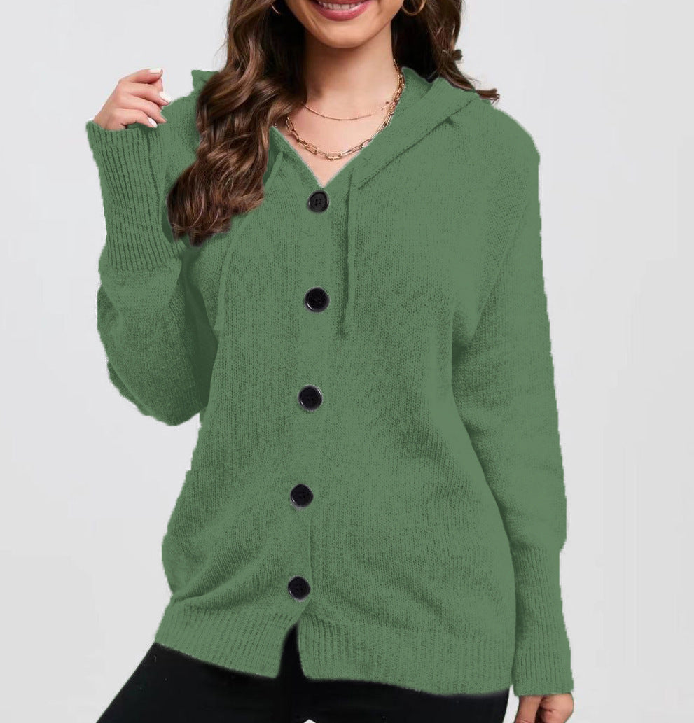 Damen Strickjacke mit Kapuze und praktischen Knopfdetails Stalluxe