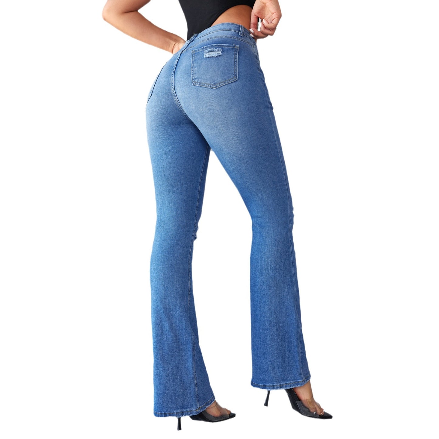 Damen Flared Jeans mit modischen Rissdetails Stalluxe